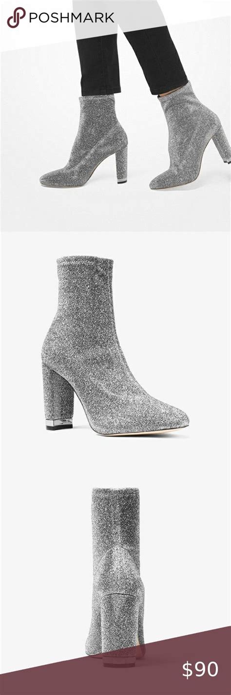 michael kors mandy glitter stretch knit bootie in black silver|Michael Kors .